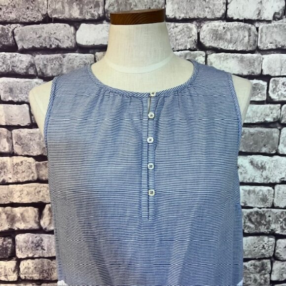 Talbots Blue & White Stripe Sleeveless Blouse Size M - Picture 2 of 8